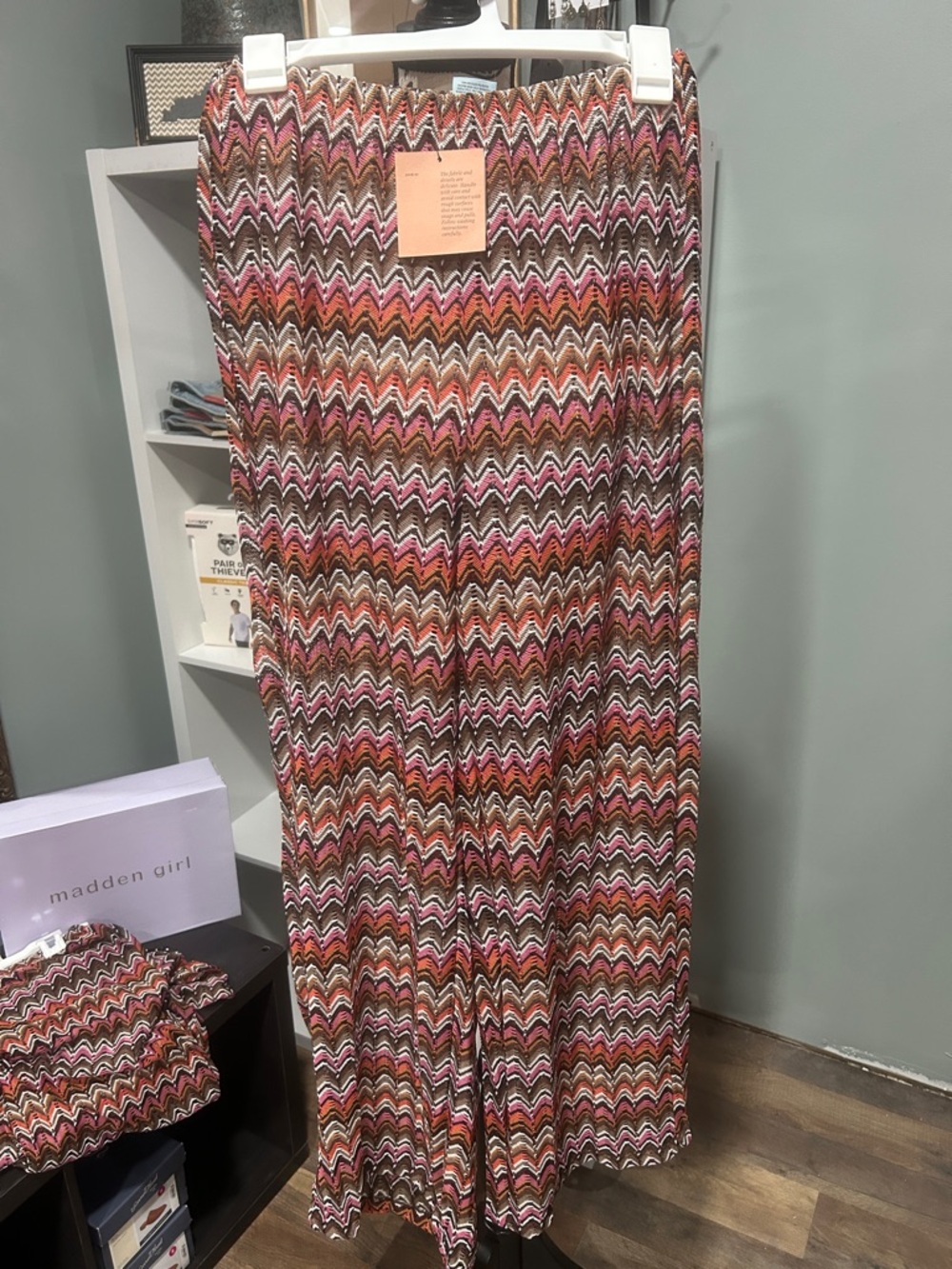 Shade & Shore Zigzag Maxi Pants in Pink, Brown & Orange
